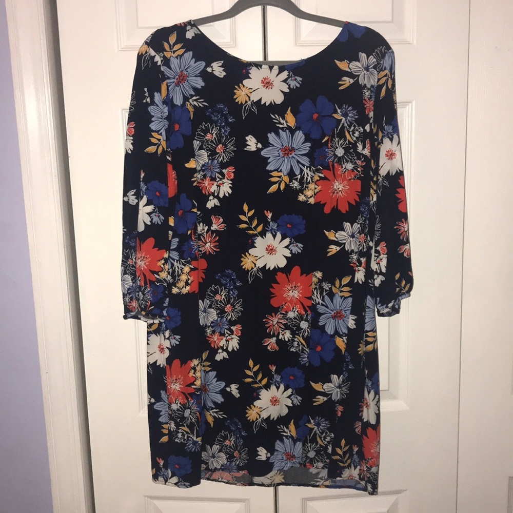 Navy blue floral dress